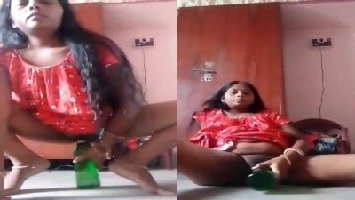 Young widow aunty beer bottel vachi masturbation seikiral
